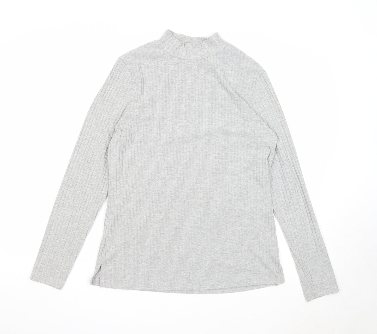 Papaya Womens Grey Mock Neck Polyester Pullover Jumper Size 14