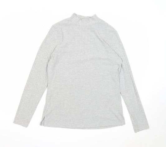 Papaya Womens Grey Mock Neck Polyester Pullover Jumper Size 14
