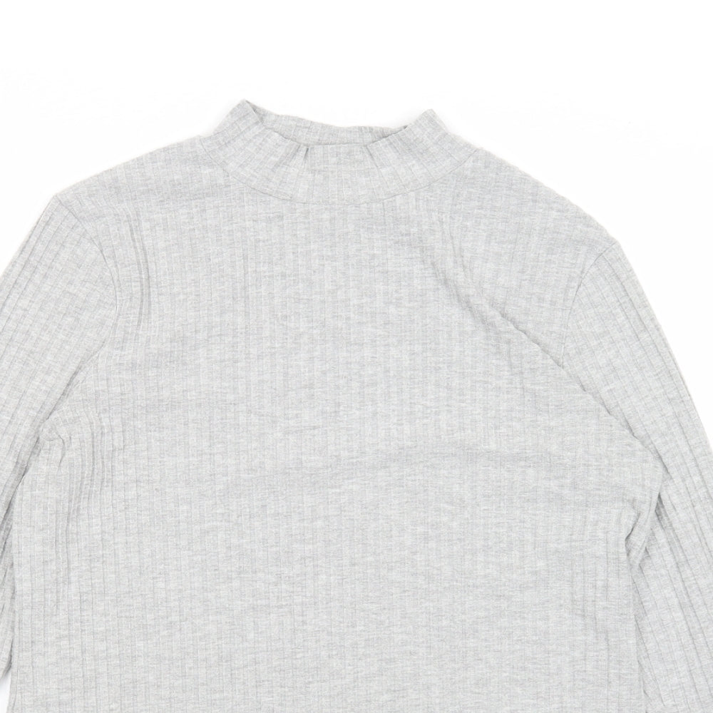 Papaya Womens Grey Mock Neck Polyester Pullover Jumper Size 14