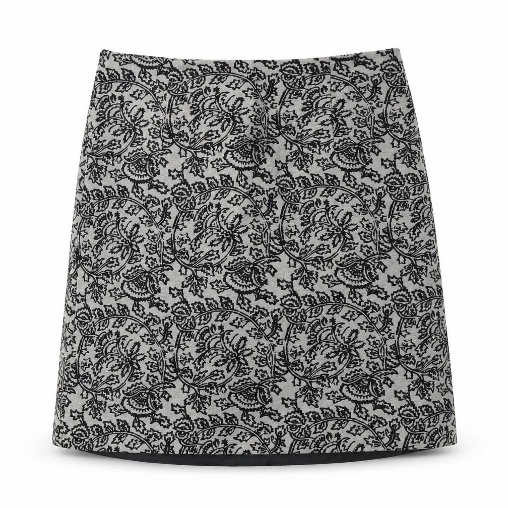 Gusta Tiona Womens Grey Geometric Polyester A-Line Skirt Size M Zip