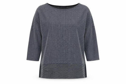 Marks and Spencer Womens Blue Striped Polyester Basic Blouse Size 10 Boat Neck