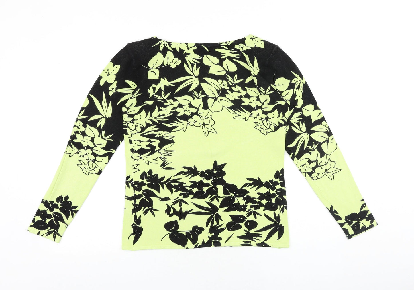 Roman Originals Womens Yellow Round Neck Floral Viscose Pullover Jumper Size S Pullover