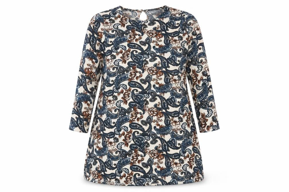 Radius Womens Multicoloured Paisley Cotton A-Line Size XL Round Neck Pullover