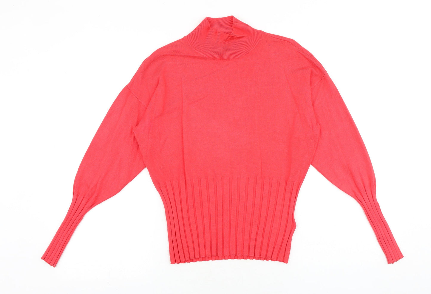 Marks and Spencer Womens Red Mock Neck Viscose Pullover Jumper Size 14
