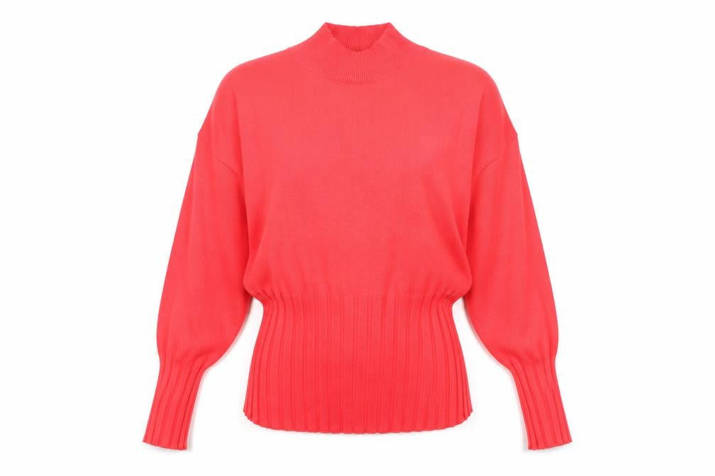 Marks & Spencer Womens Red Mock Neck Viscose Pullover Jumper Size 14