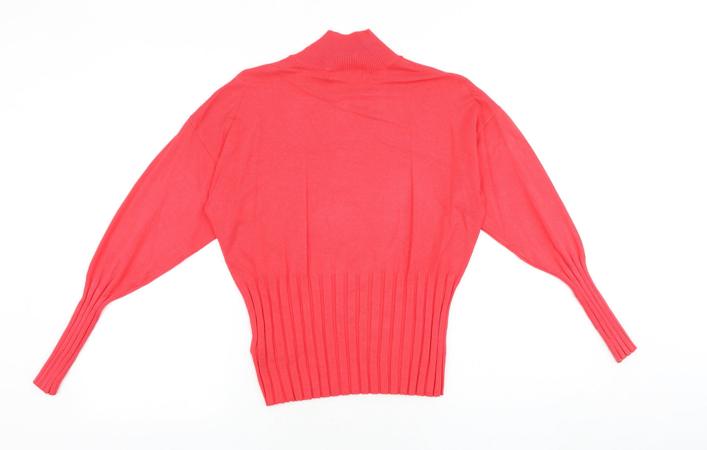 Marks and Spencer Womens Red Mock Neck Viscose Pullover Jumper Size 14