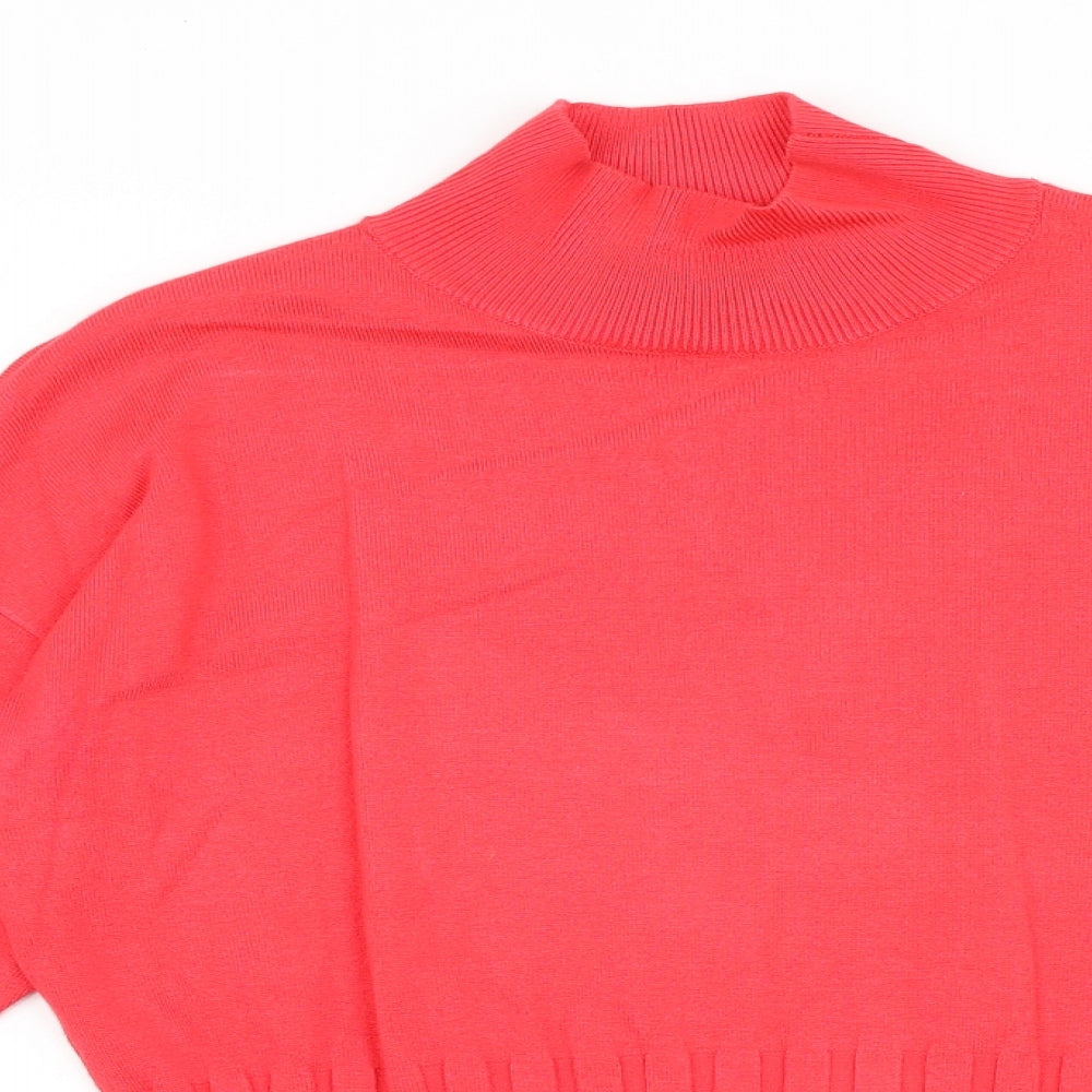 Marks and Spencer Womens Red Mock Neck Viscose Pullover Jumper Size 14