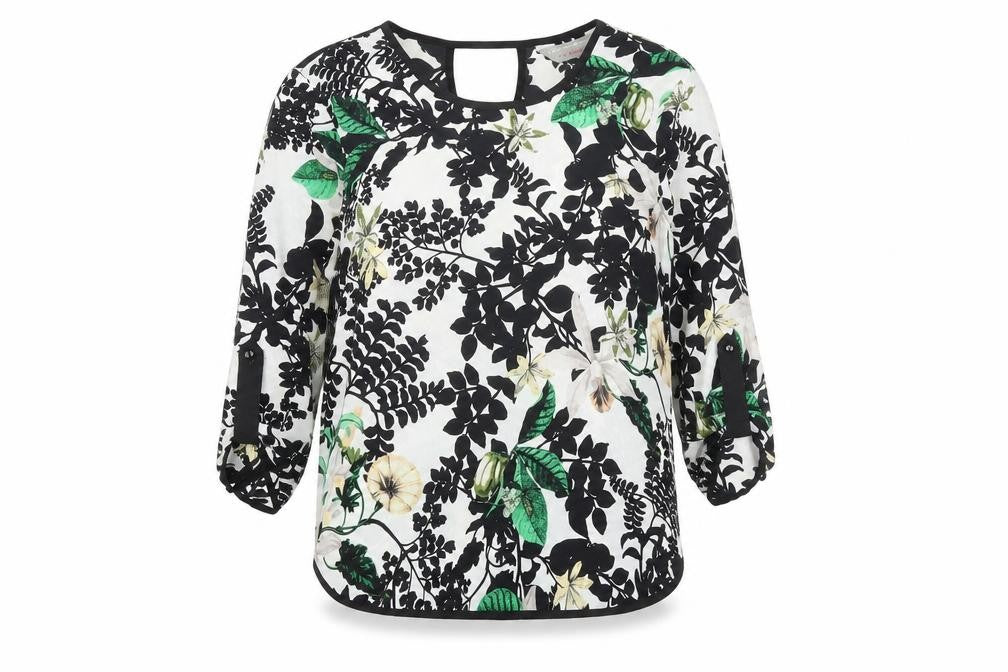Dorothy Perkins Womens Black Floral Polyester Basic Blouse Size 8 Boat Neck