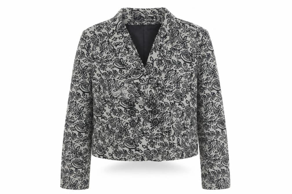 Gusta Tiona Womens Grey Floral Polyester Jacket Blazer Size L