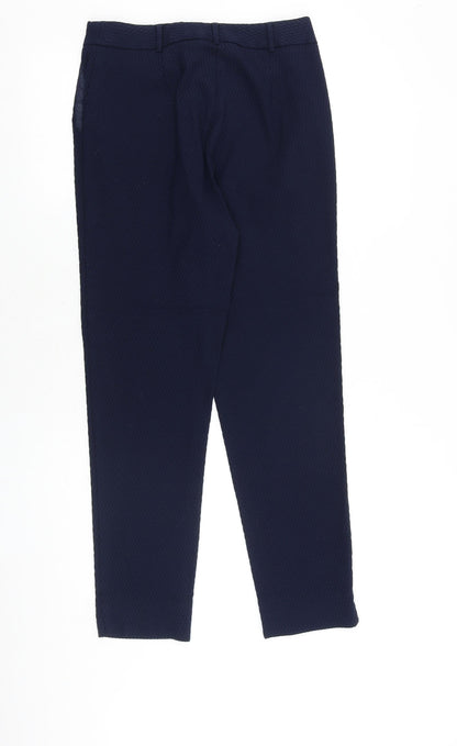 Warehouse Womens Blue Viscose Trousers Size 10 Regular Zip