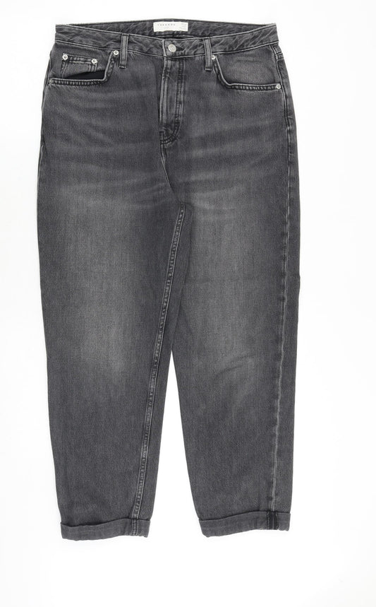 Topshop Womens Grey Cotton Straight Jeans Size 30 in Regular Zip