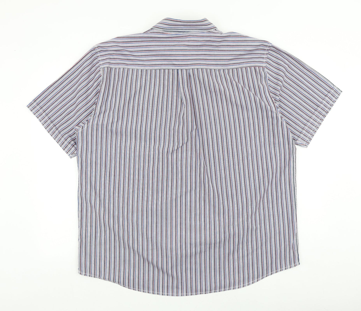Oak valley Mens Multicoloured Striped Cotton Button-Up Size L Collared Button