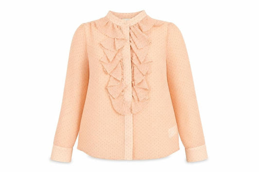 H&M Womens Pink Polka Dot Polyester Basic Button-Up Size 8 Collared