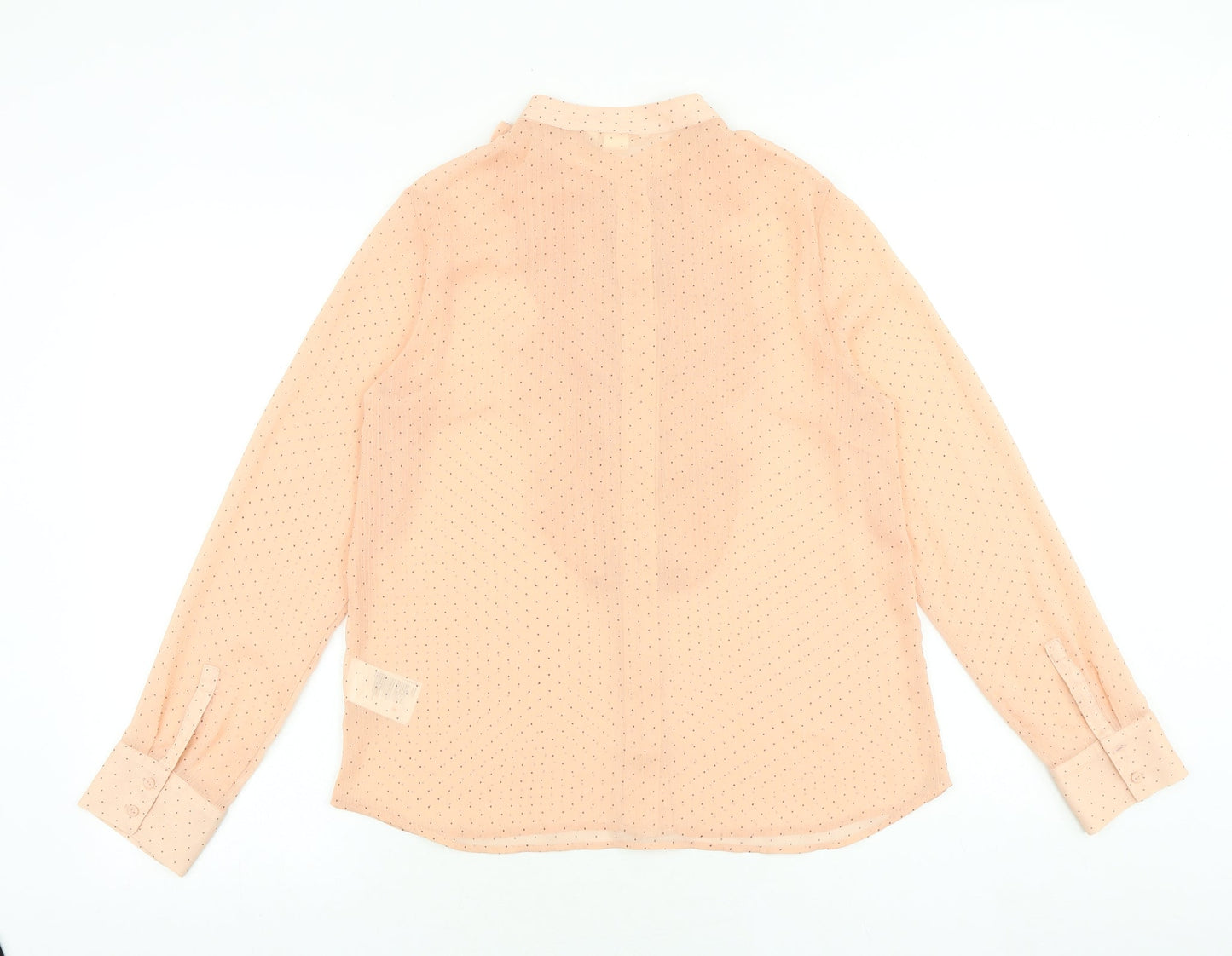 H&M Womens Pink Polka Dot Polyester Basic Button-Up Size 8 Collared