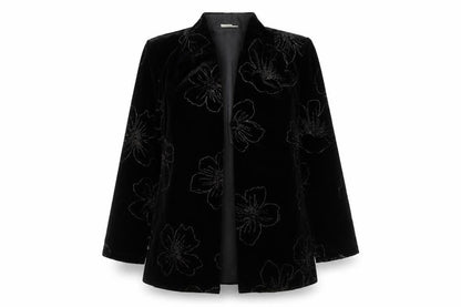Scott&Taylor Womens Black Geometric Jacket Blazer Size 14 Button - Flower