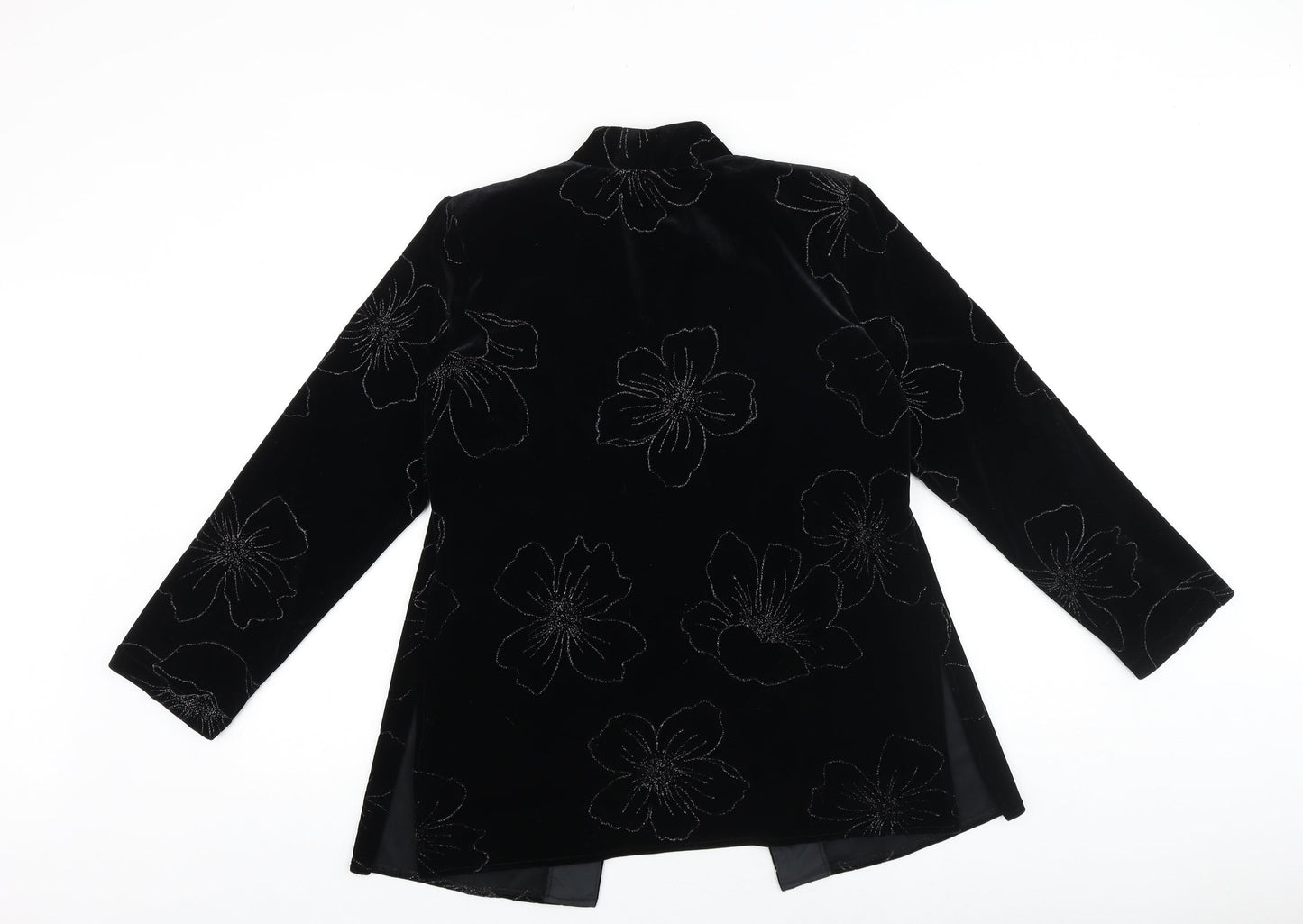 Scott&Taylor Womens Black Geometric Jacket Blazer Size 14 Button - Flower