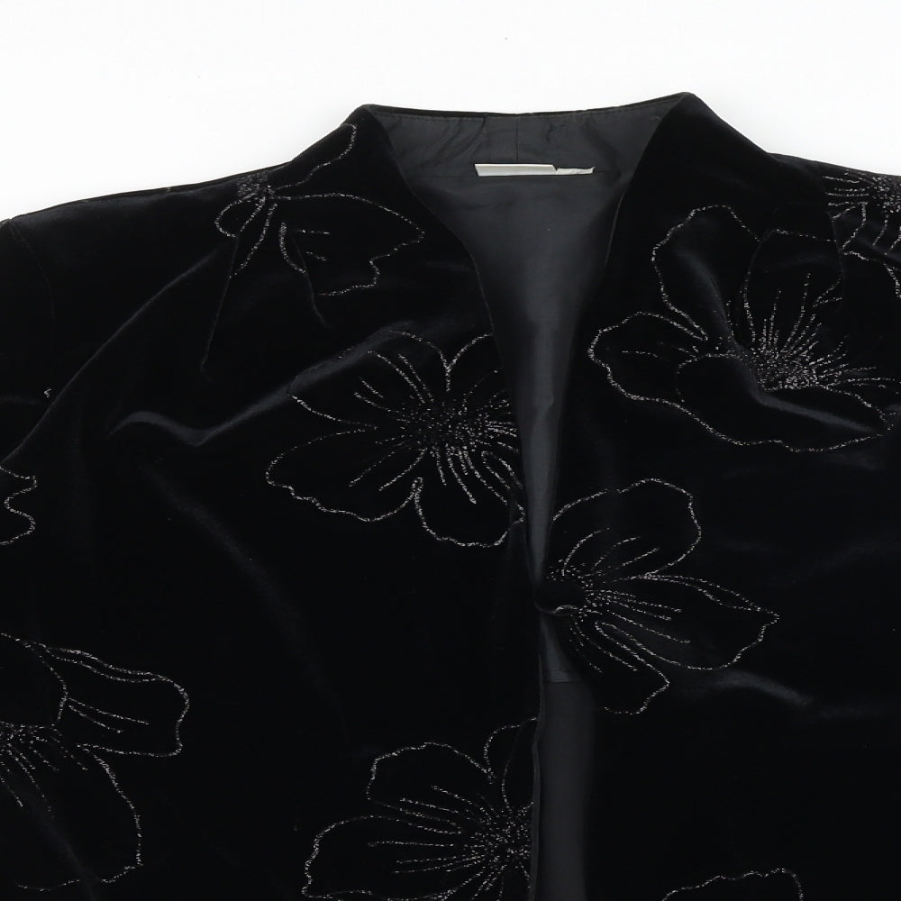 Scott&Taylor Womens Black Geometric Jacket Blazer Size 14 Button - Flower