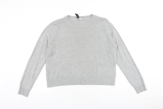 H&M Womens Grey Round Neck Acrylic Pullover Jumper Size M