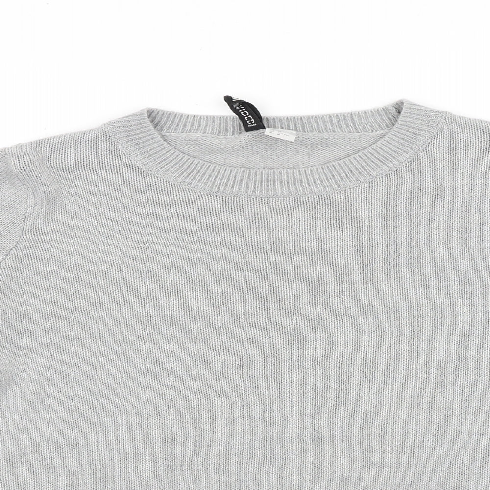 H&M Womens Grey Round Neck Acrylic Pullover Jumper Size M
