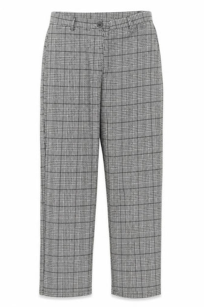 Preworn Womens Black Plaid Cotton Trousers Size L Regular Zip