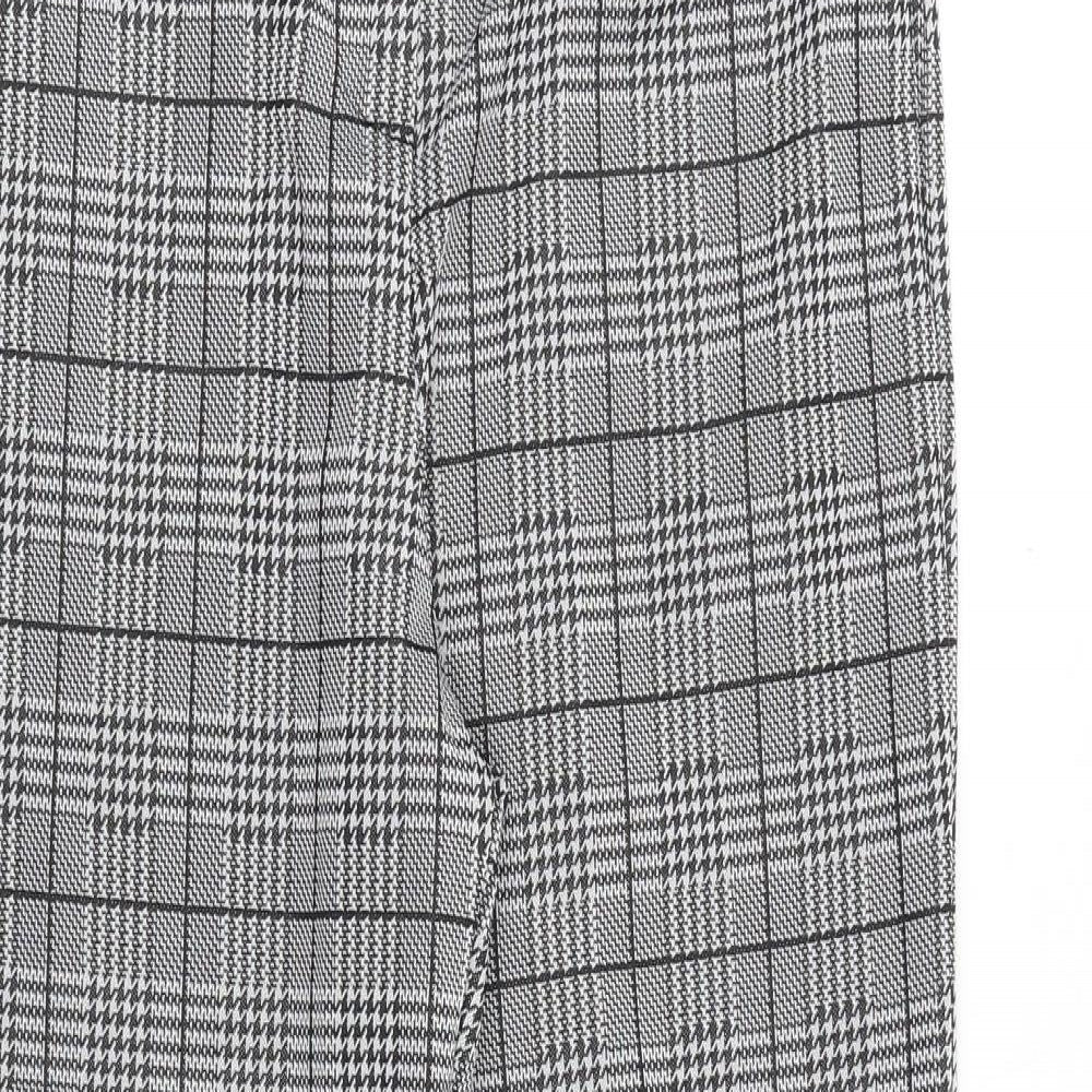 Preworn Womens Black Plaid Cotton Trousers Size L Regular Zip