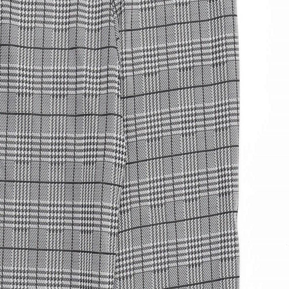 Preworn Womens Black Plaid Cotton Trousers Size L Regular Zip