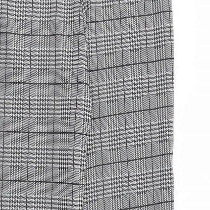 Preworn Womens Black Plaid Cotton Trousers Size L Regular Zip