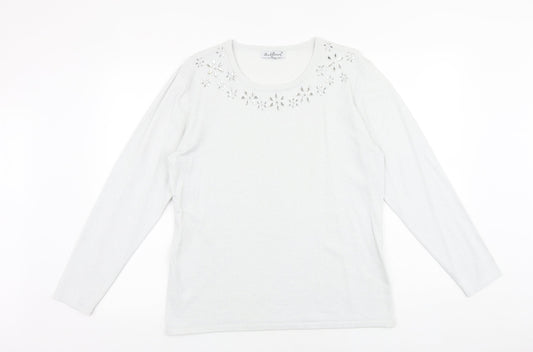 Mudflower Womens Silver Round Neck Viscose Pullover Jumper Size L