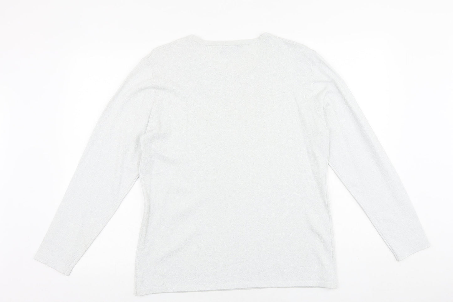 Mudflower Womens Silver Round Neck Viscose Pullover Jumper Size L