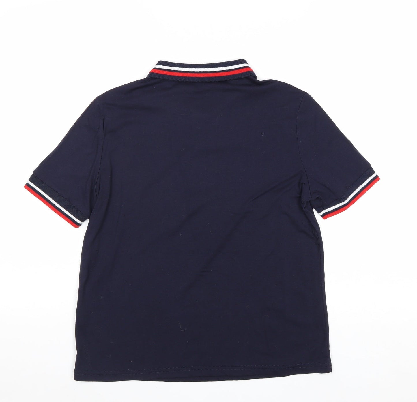 SheIn Boys Blue Polyester Pullover Polo Size M Collared Button - Contrasting Trim