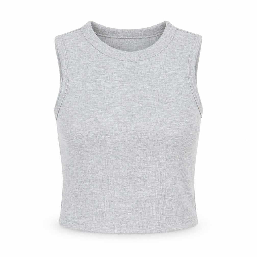 SheIn Womens Grey Cotton Basic Tank Size S Round Neck