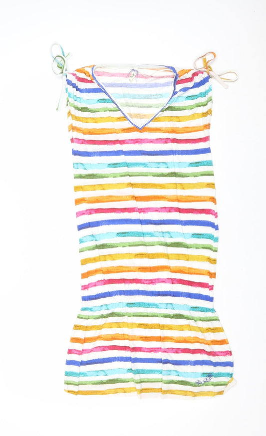 Pepe Jeans London Womens Multicoloured Striped Viscose Tank Dress Size XS V-Neck Pullover