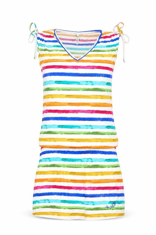 Pepe Jeans London Womens Multicoloured Striped Viscose Tank Dress Size XS V-Neck Pullover