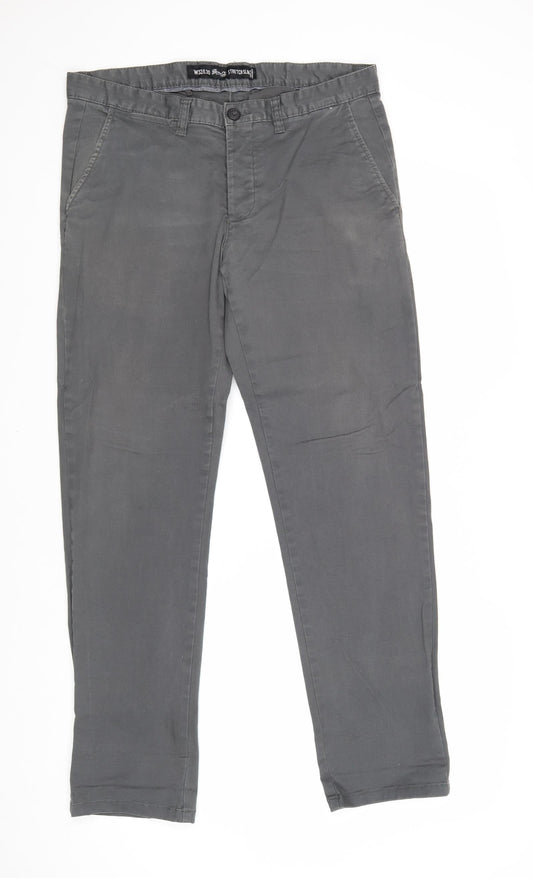 Denim & Co. Mens Grey Cotton Straight Jeans Size 32 in Slim Buckle