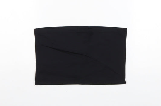 Mango Womens Black Polyamide Cropped Tank Size L Off the Shoulder
