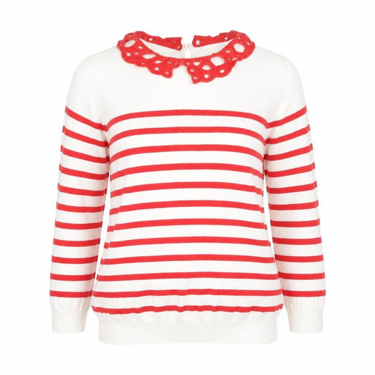 George Womens Red Collared Striped 100% Cotton Pullover Jumper Size 12