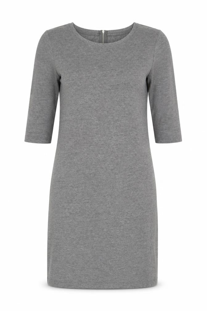 Vera Moda Womens Grey Cotton Shift Size XS Round Neck Zip