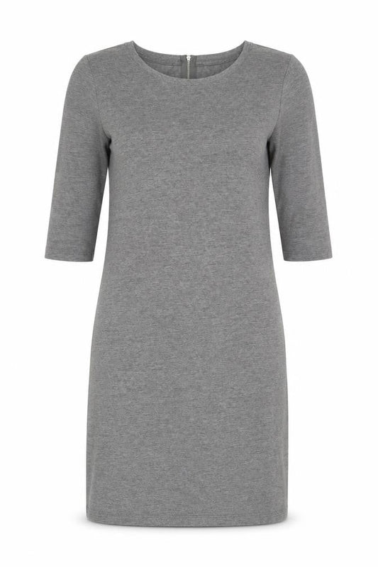 Vera Moda Womens Grey Cotton Shift Size XS Round Neck Zip