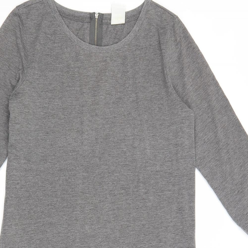 Vera Moda Womens Grey Cotton Shift Size XS Round Neck Zip