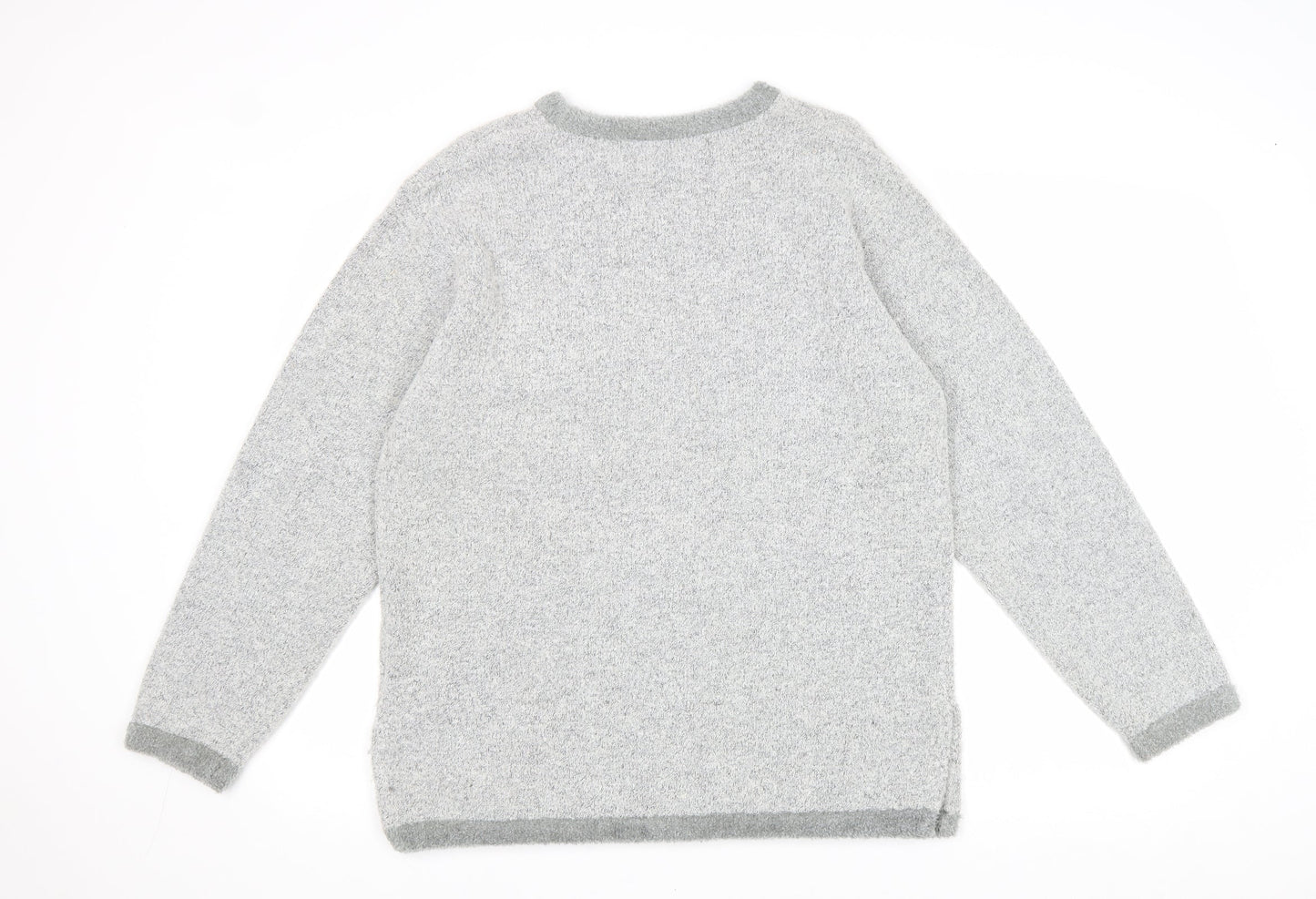 Fabrizo Womens Grey Boat Neck Acrylic Pullover Jumper Size S