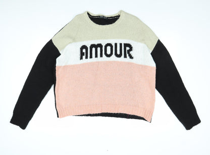 Select Womens Multicoloured Boat Neck Acrylic Pullover Jumper Size 14 - Amour
