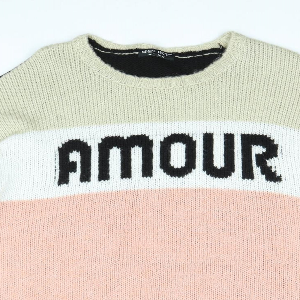 Select Womens Multicoloured Boat Neck Acrylic Pullover Jumper Size 14 - Amour
