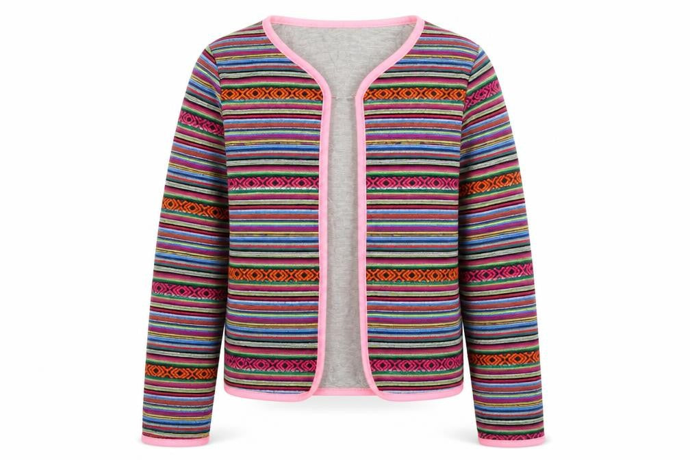 WILDE Girls Multicoloured Geometric Jacket Size 10 Years Hook & Eye