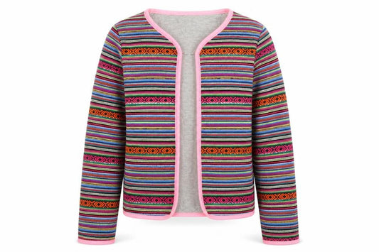 WILDE Girls Multicoloured Geometric Jacket Size 10 Years Hook & Eye