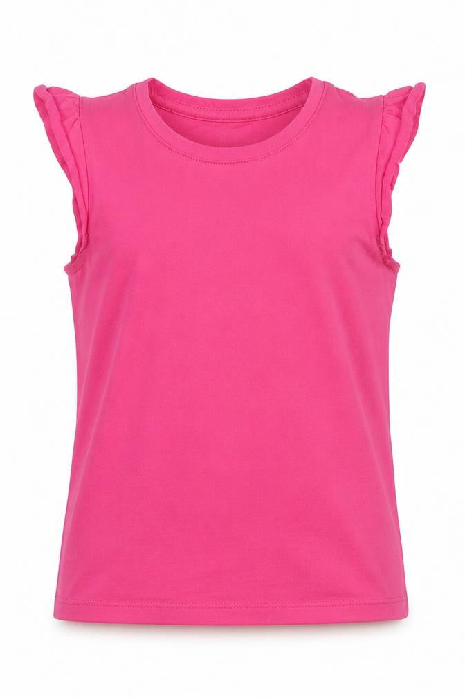 John Lewis Girls Pink 100% Cotton Basic Tank Size 6 Years Round Neck Pullover
