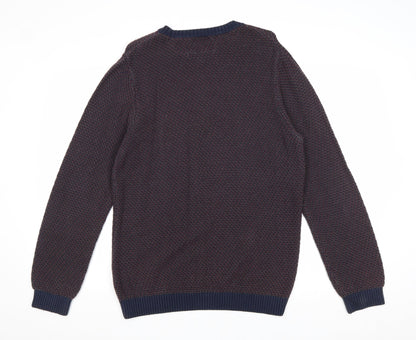 Topman Mens Blue Round Neck Acrylic Pullover Jumper Size M Long Sleeve