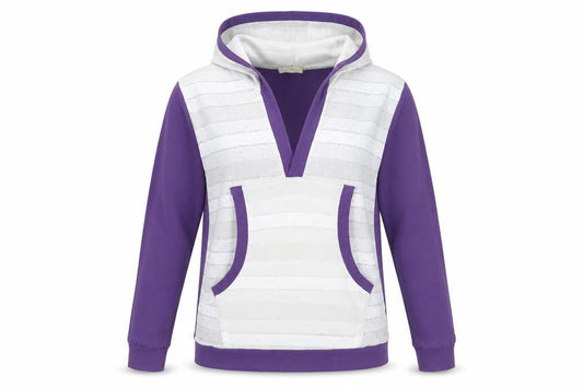 Fuel Womens Purple Striped Polyester Pullover Hoodie Size L Pullover