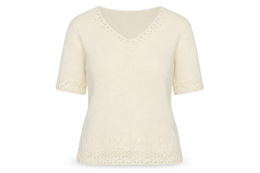 Classics Womens Ivory V-Neck Acrylic Pullover Jumper Size L
