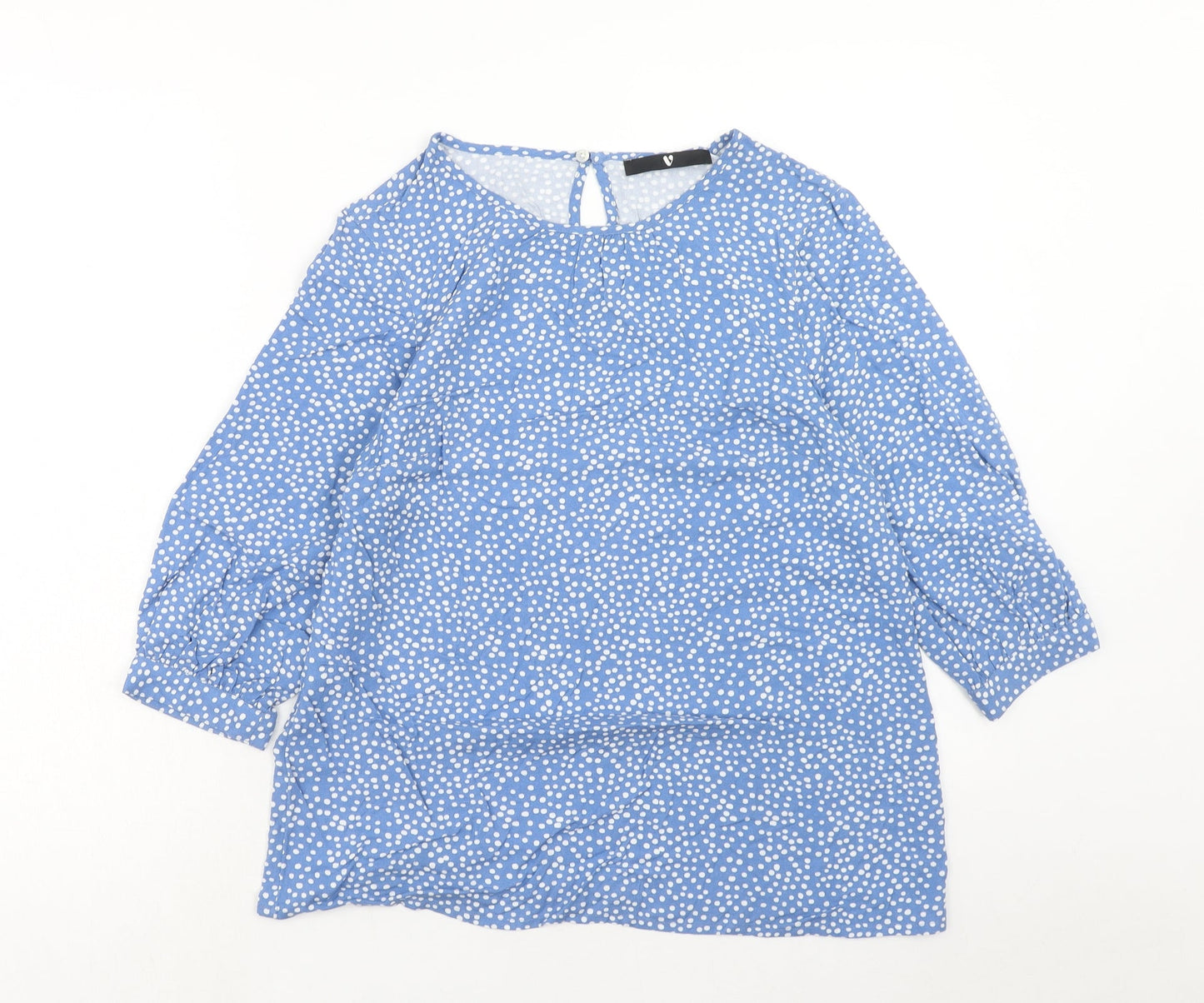 Very Womens Blue Geometric Viscose Basic Blouse Size 10 Boat Neck