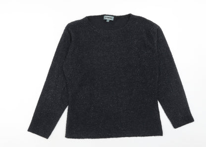 LA REINE Womens Black Boat Neck Nylon Pullover Jumper Size S